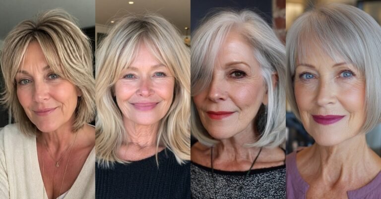 64 Flattering Curtain Bangs Hairstyles for Women Over 40 - featured collage