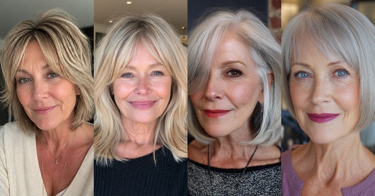 64 Flattering Curtain Bangs Hairstyles for Women Over 40 - featured collage