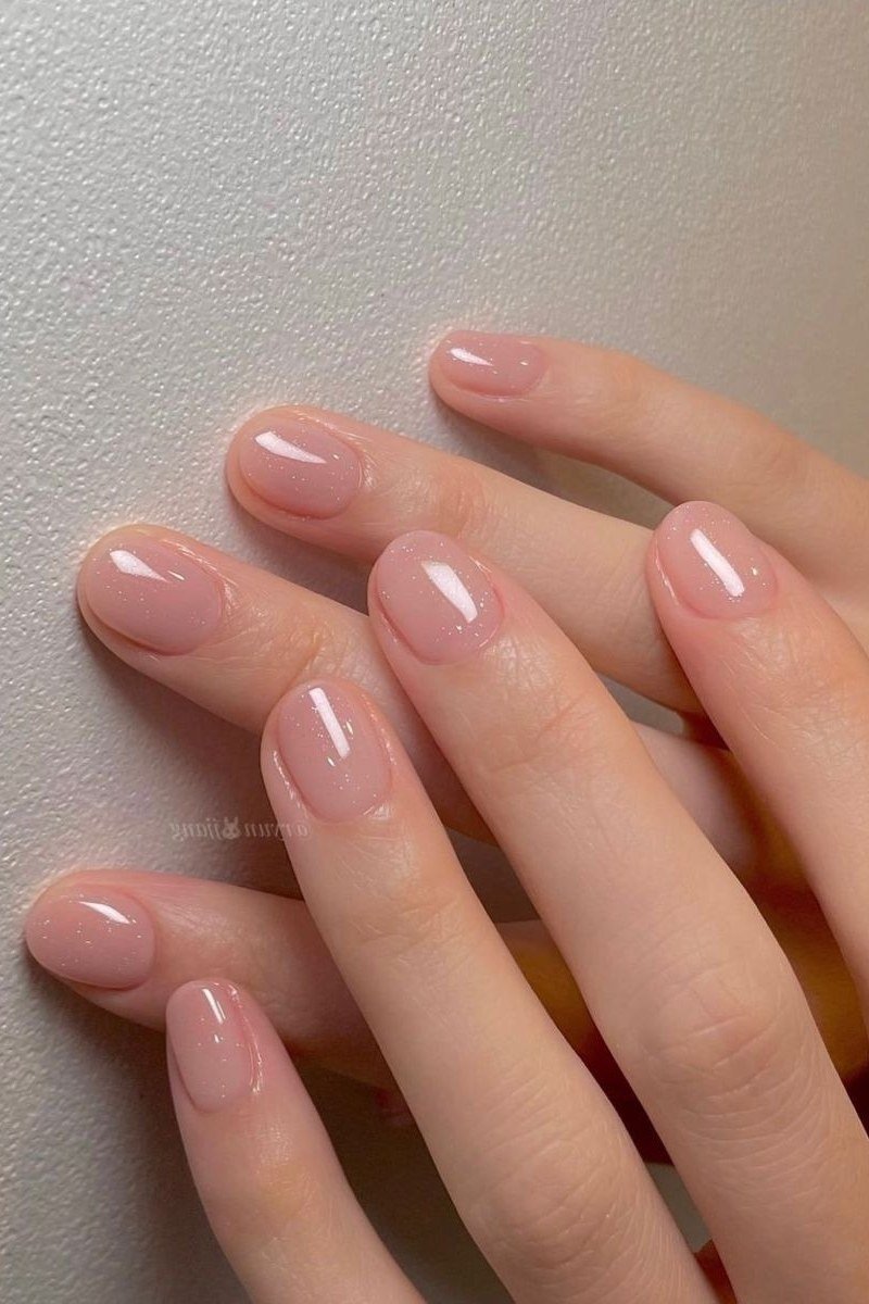 barely-there sheer nude nails - honey glazed nude nails for women over 50