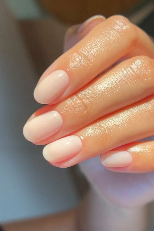 warm honey gloss almond nails - honey glazed nude nails for women over 50