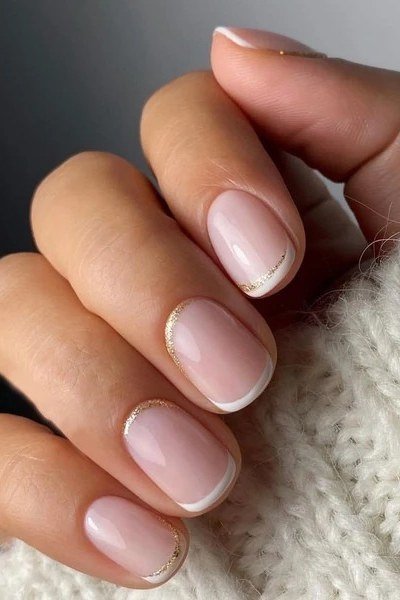white french tips for cozy days - honey glazed nude nails for women over 50