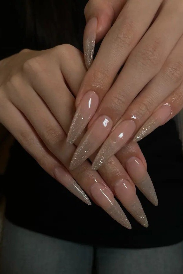 long nude almond ombre nails - honey glazed nude nails for women over 50