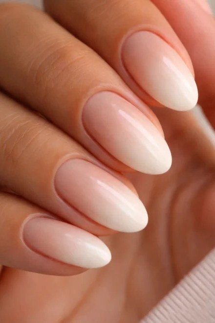 white to pink ombre almond nails - honey glazed nude nails for women over 50