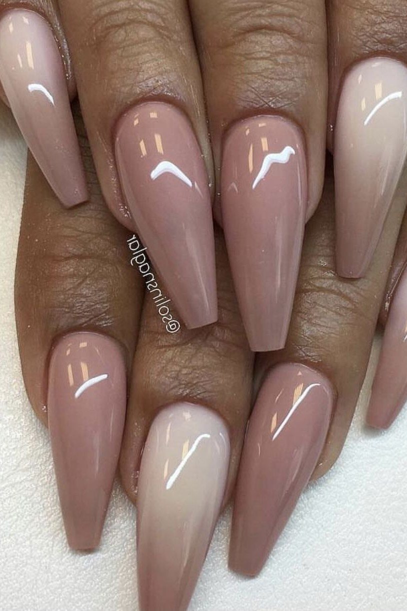 long mauve ombre stiletto nails - honey glazed nude nails for women over 50