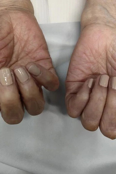 gentle nude squoval nails for elderly hands - honey glazed nude nails for women over 50