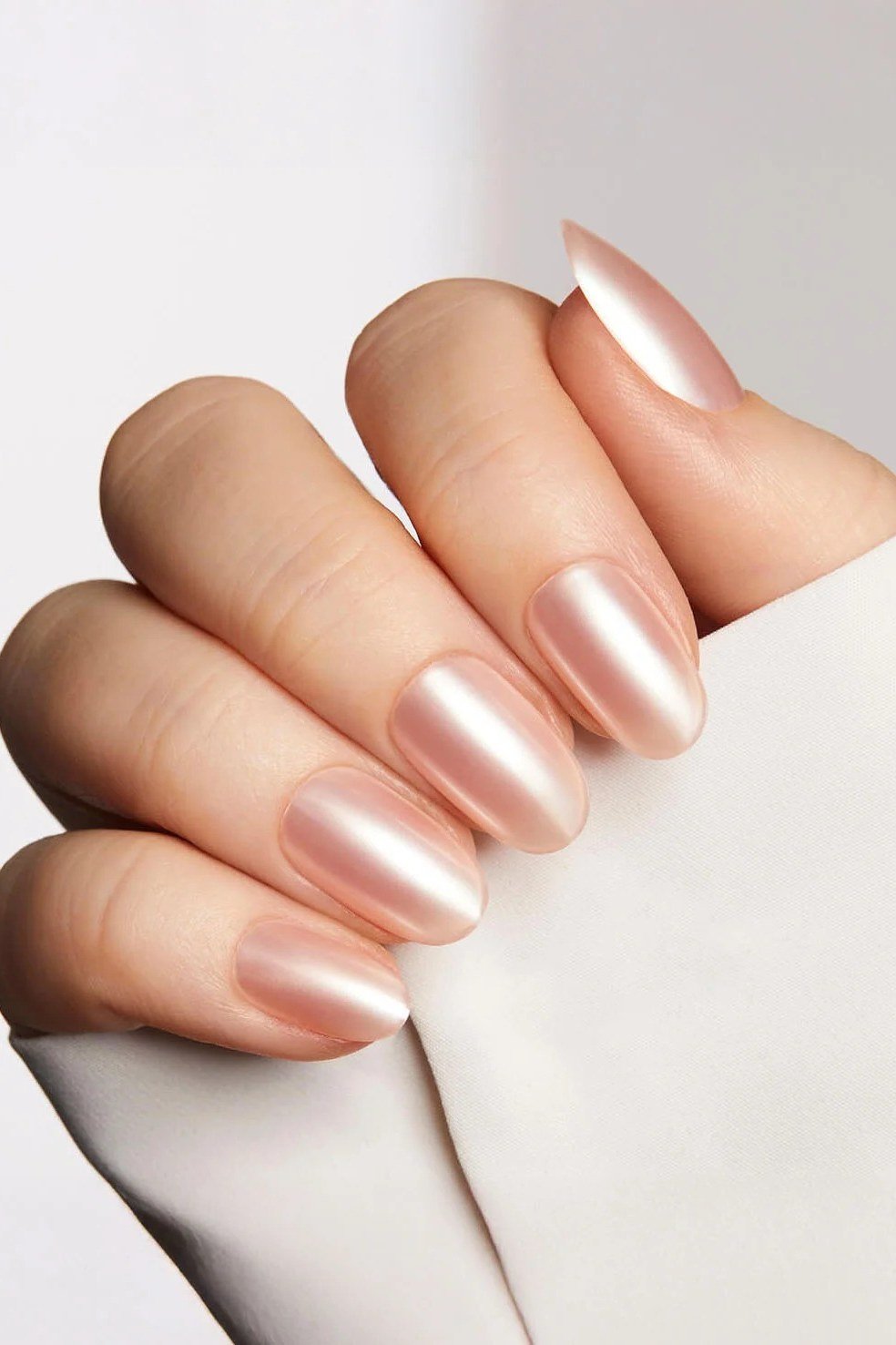 warm nude chrome almond nails - honey glazed nude nails for women over 50