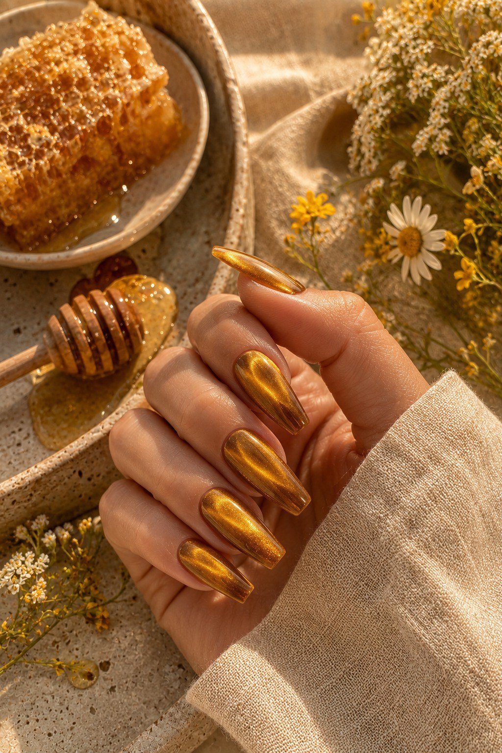 liquid gold honey nails - honey glazed nude nails for women over 50