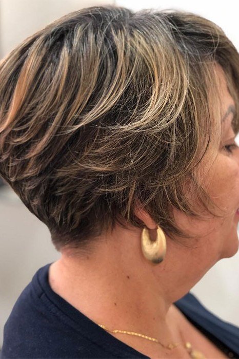 Brown Feathered Crop with Volume for women over 50