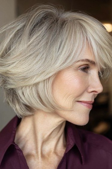 White-Silver Feathered Pixie for women over 50