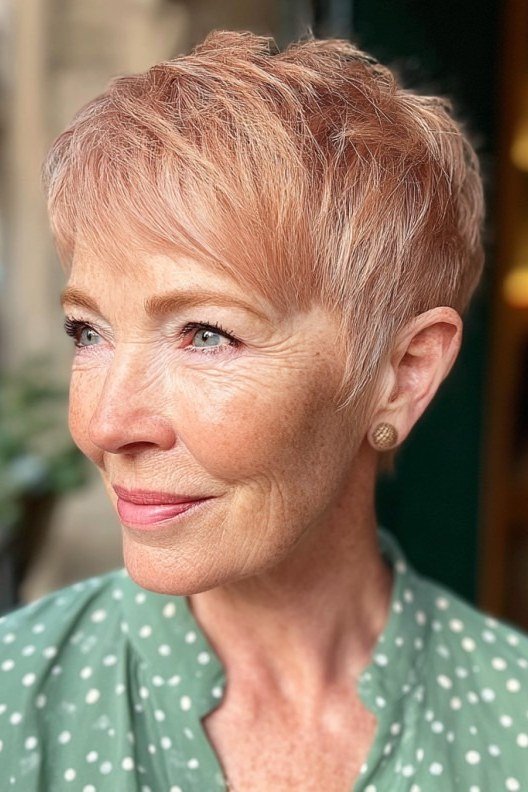 Rose-Gold Feathered Pixie for women over 50