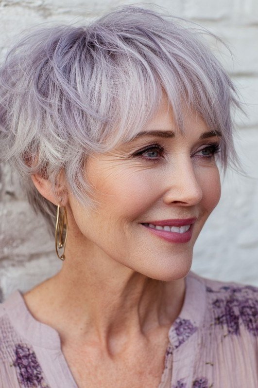 Lavender Feathered Pixie for women over 50