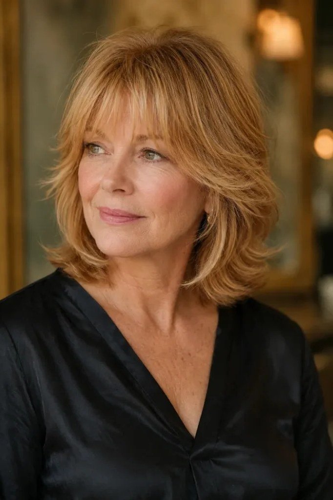 Copper Feathered Shag Bob for women over 50