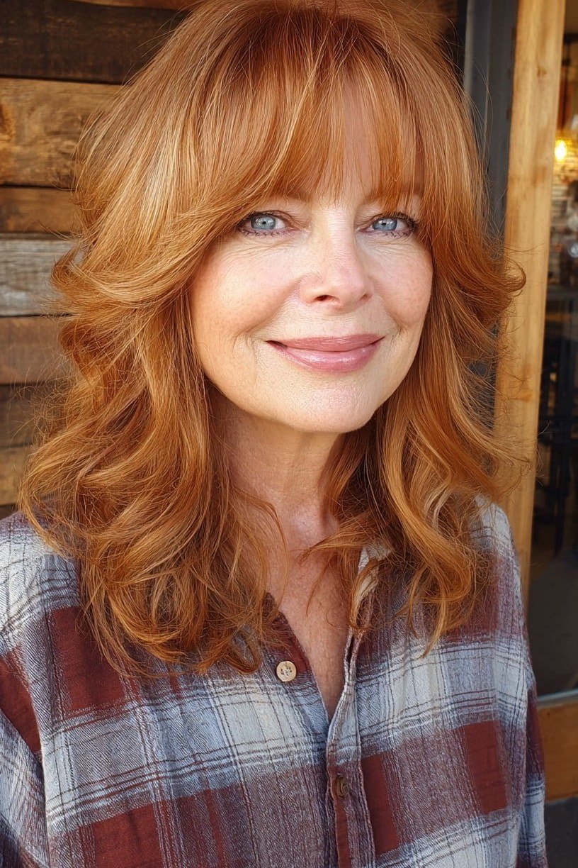 Copper Feathered Shag with Length for women over 50