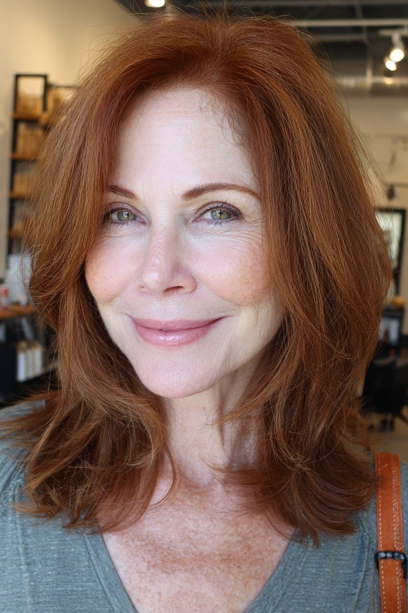 Copper-Red Feathered Layers for women over 50