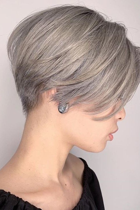 Textured Silver-Gray Pixie, Side View - hush cut hairstyle for women over 50, idea 8