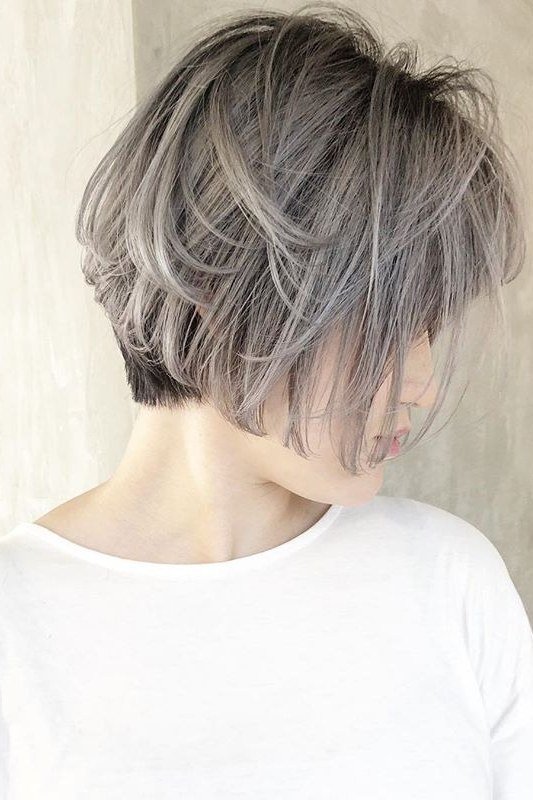 Silver-Gray Bob with Wispy Bangs, Side View - hush cut hairstyle for women over 50, idea 43