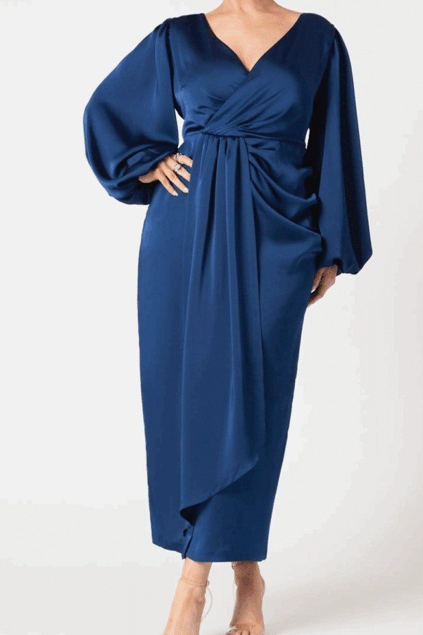 maxi dress for women over 60: royal Blue Wrap Maxi