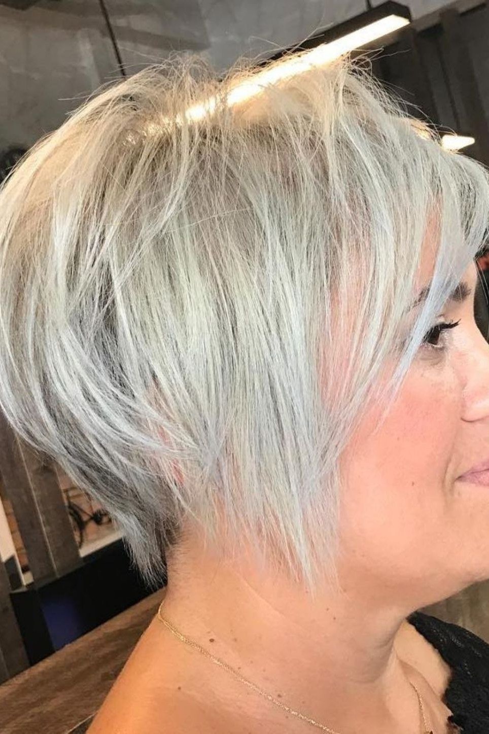 Snow white short pixie haircut for women over 40