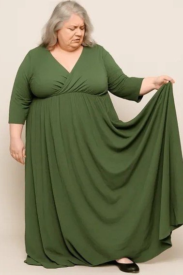maxi dress for women over 60: green Jersey Twirl Maxi