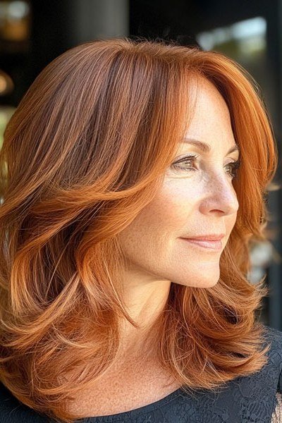 Feathered Copper Layers for women over 50