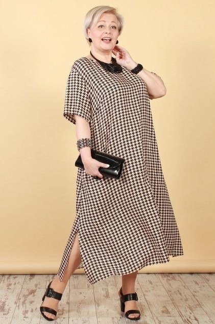 maxi dress for women over 60: brown Gingham Picnic Maxi