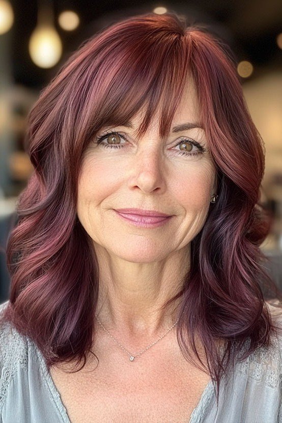 Burgundy Shoulder Cut for women over 50