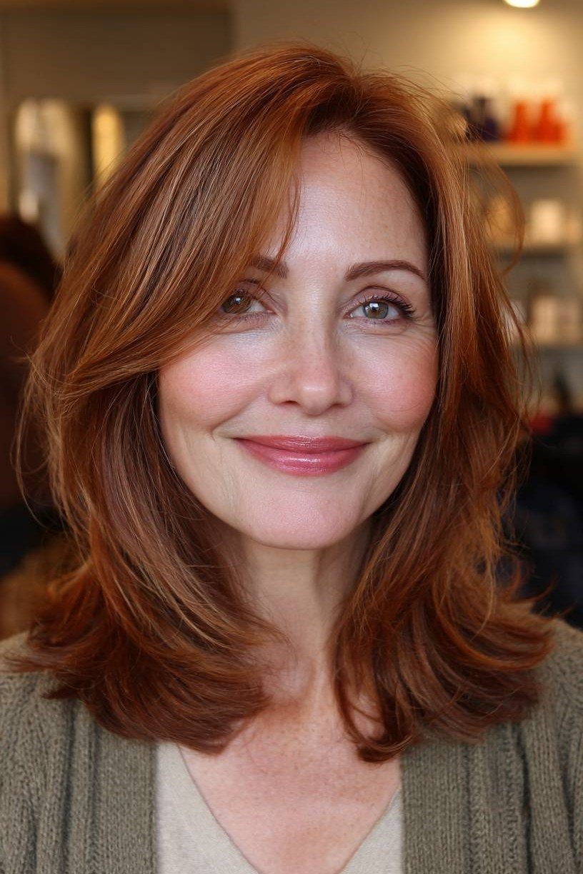 Warm Copper Shoulder Length for women over 50
