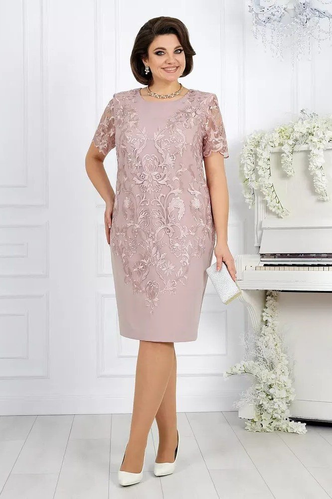 Blush pink lace dress