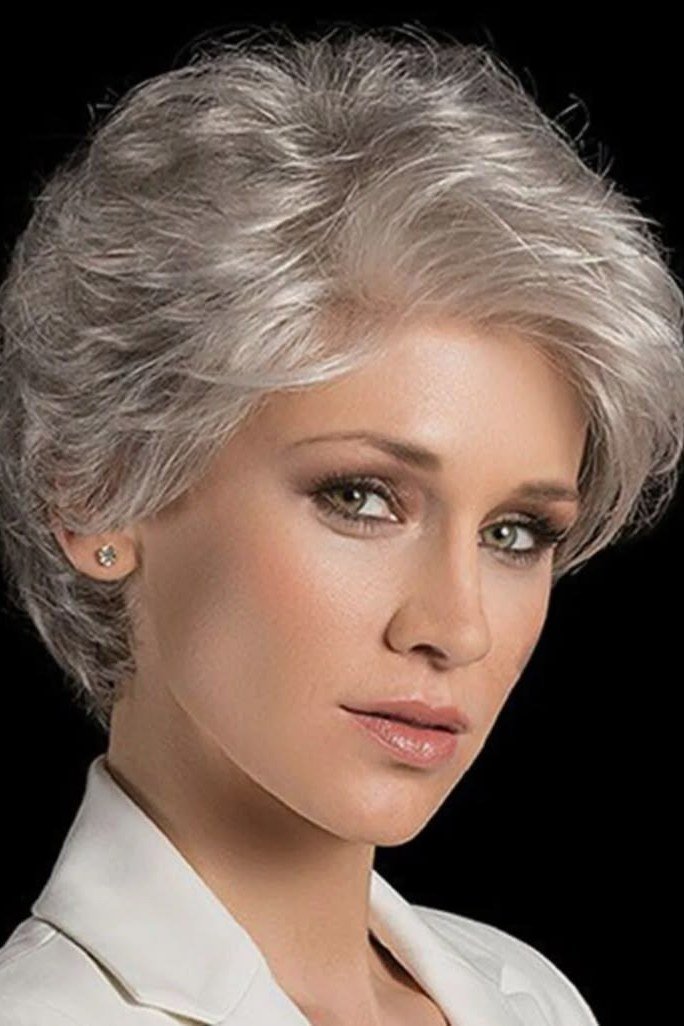 wavy silver crop with layered texture for women over 60