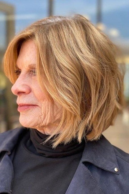 Sleek Copper Lob for women over 50