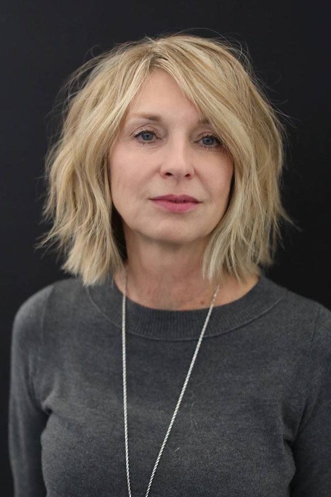 Blonde Straight Shoulder Bob for women over 50
