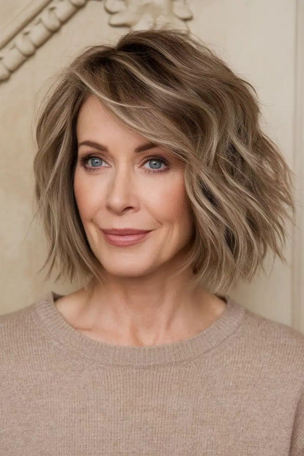 Wavy Shoulder Bob for women over 50