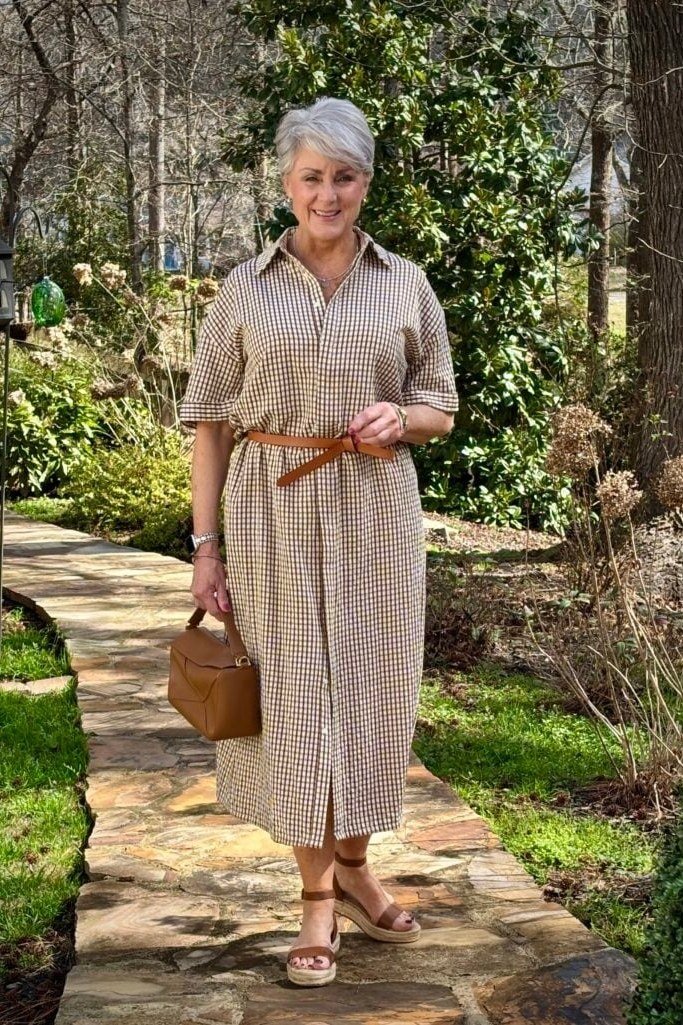 Beige shirt dress