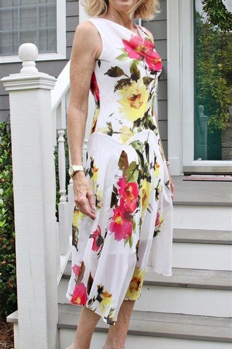 White floral midi dress