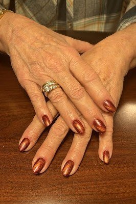 Bronze Metallic Shimmer Nails for women over 50