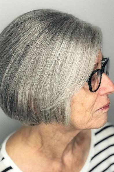 classic rounded grey bob haircut for women over 60