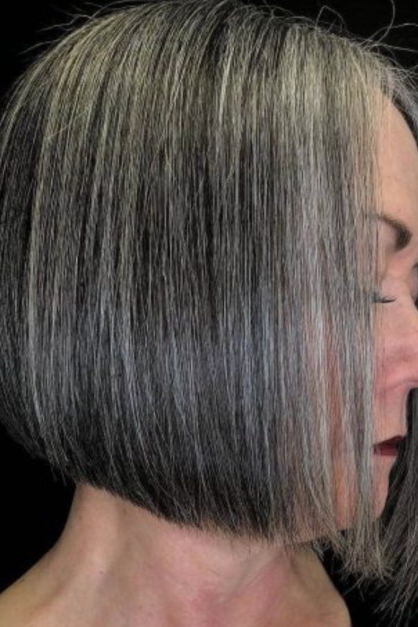 Glass-Smooth Silver Bob for women over 50