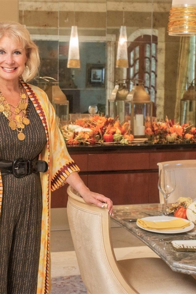 Thanksgiving outfit for women over 50: yellow gold kimono over dress