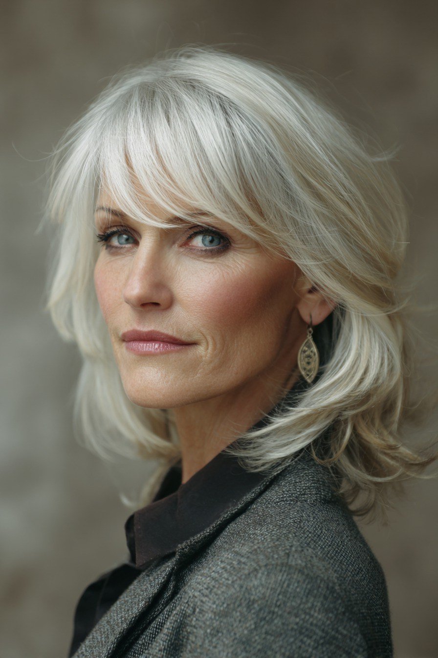 Silver Feathered Lob for women over 50