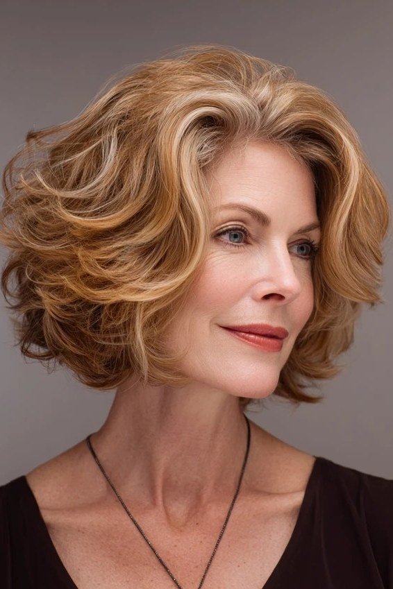 Silver Layered Bob With Glasses for women over 50