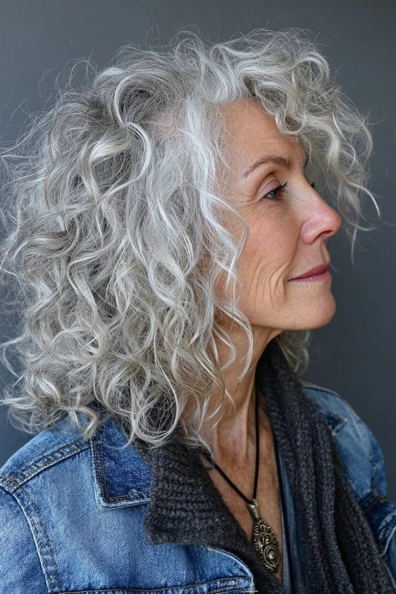 loose silver shoulder waves for women over 60