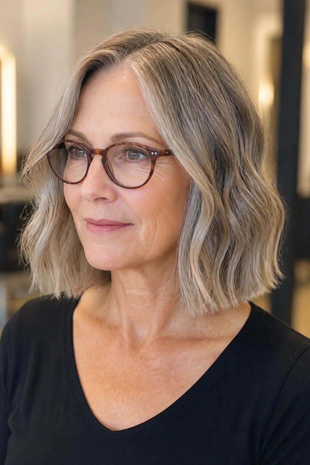 Soft Silver Shoulder Waves for women over 50