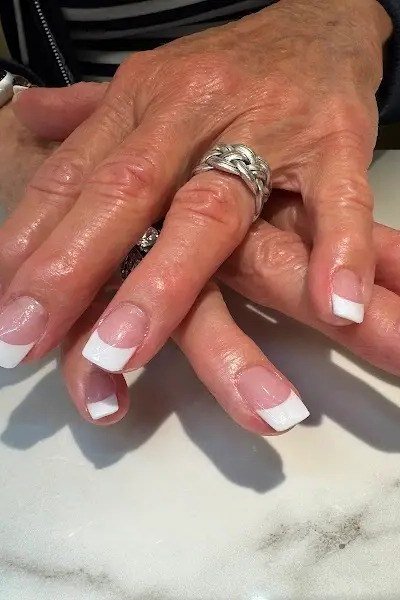 White French Tip Nails for women over 50