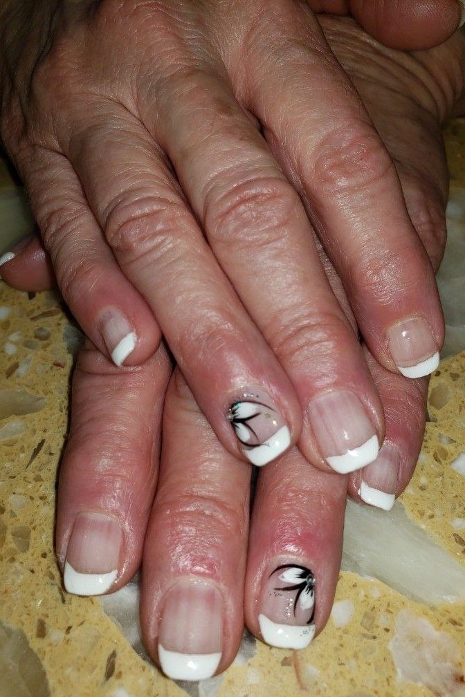 French Tips with Black Line Art for women over 50
