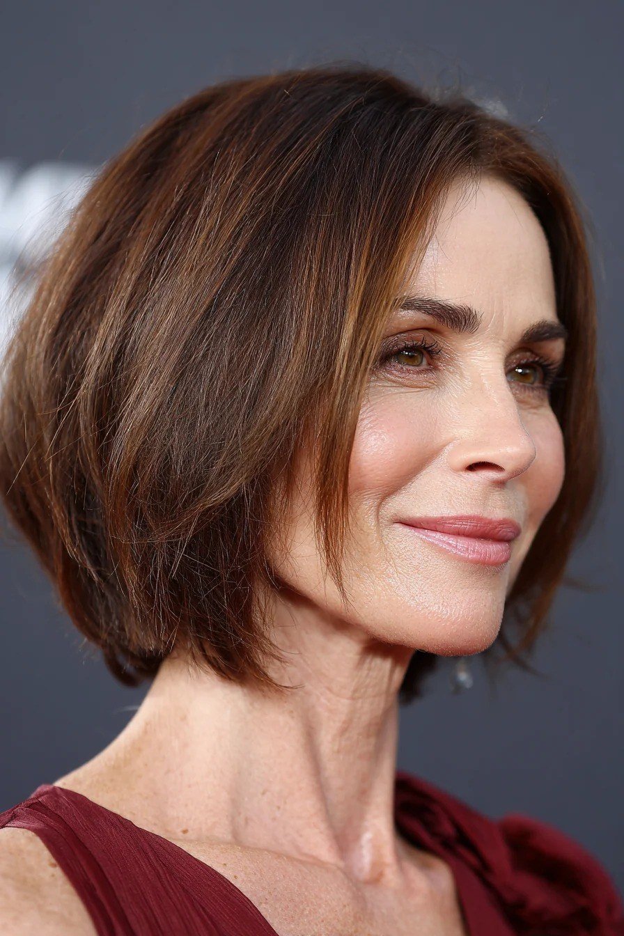 Chestnut bob - hairstyle for women over 40