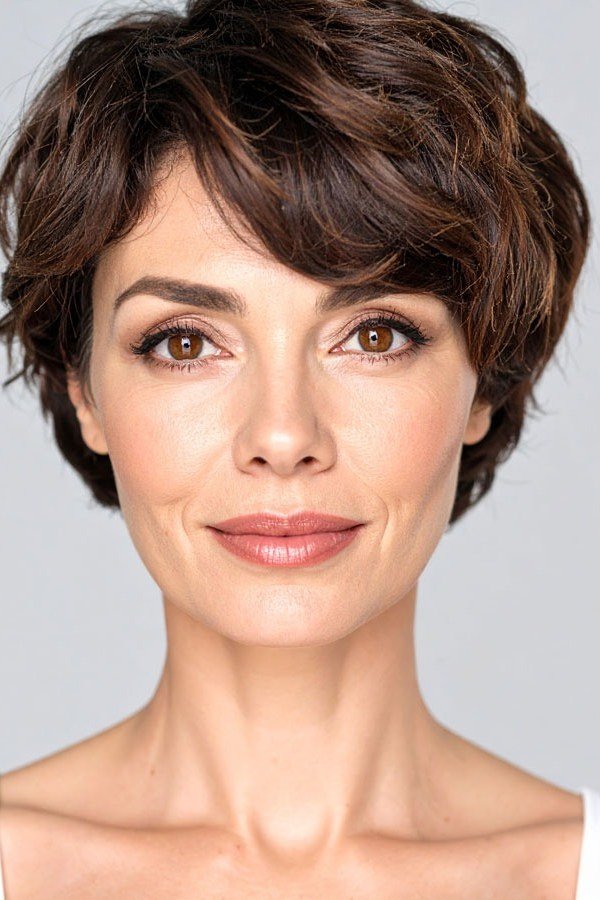 Textured dark pixie - hairstyle for women over 40