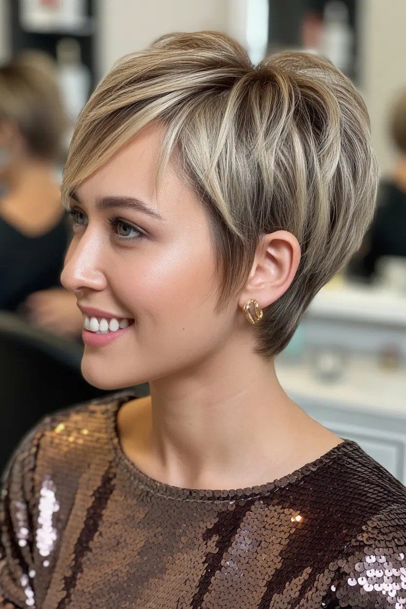 Silver-blonde pixie - hairstyle for women over 40