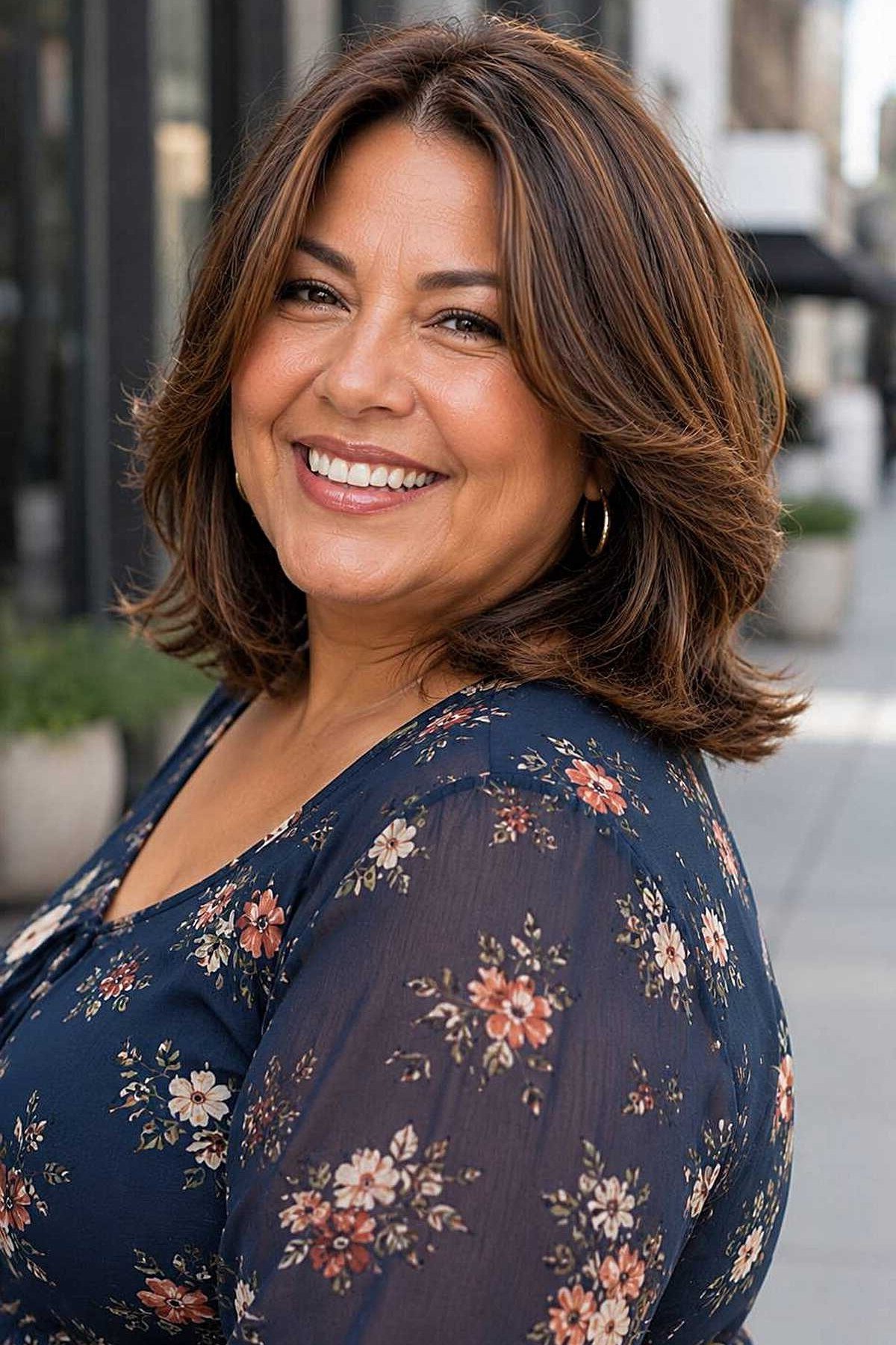 Brown layered bob - hairstyle for women over 40