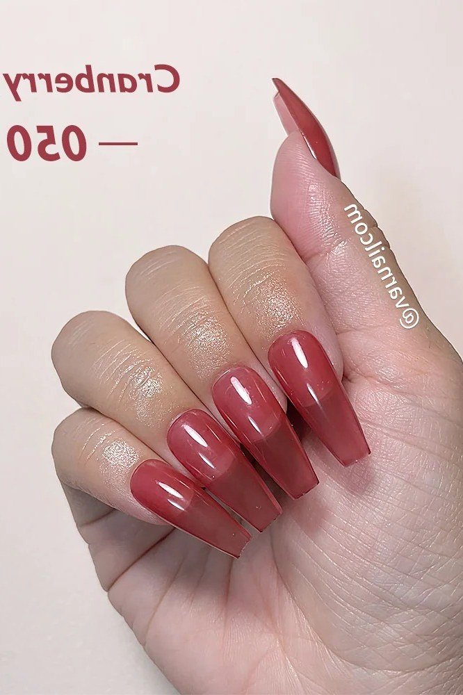 Cranberry juice glossy jelly squoval nails