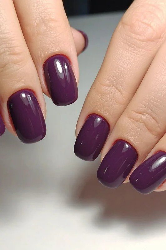 Dark plum squoval nails